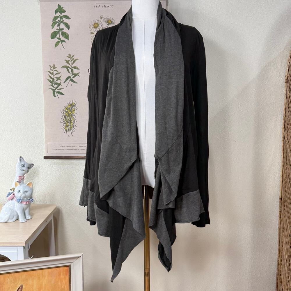 Hemp Organic Cotton Asymmetric Draped Open Cardigan Grunge HIppie Lagenlook S